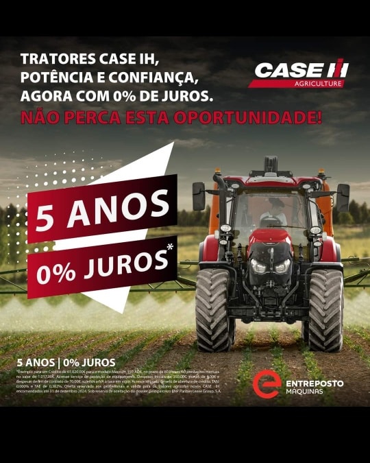 Tractores CASE IH: 5 Anos com 0% de Juros